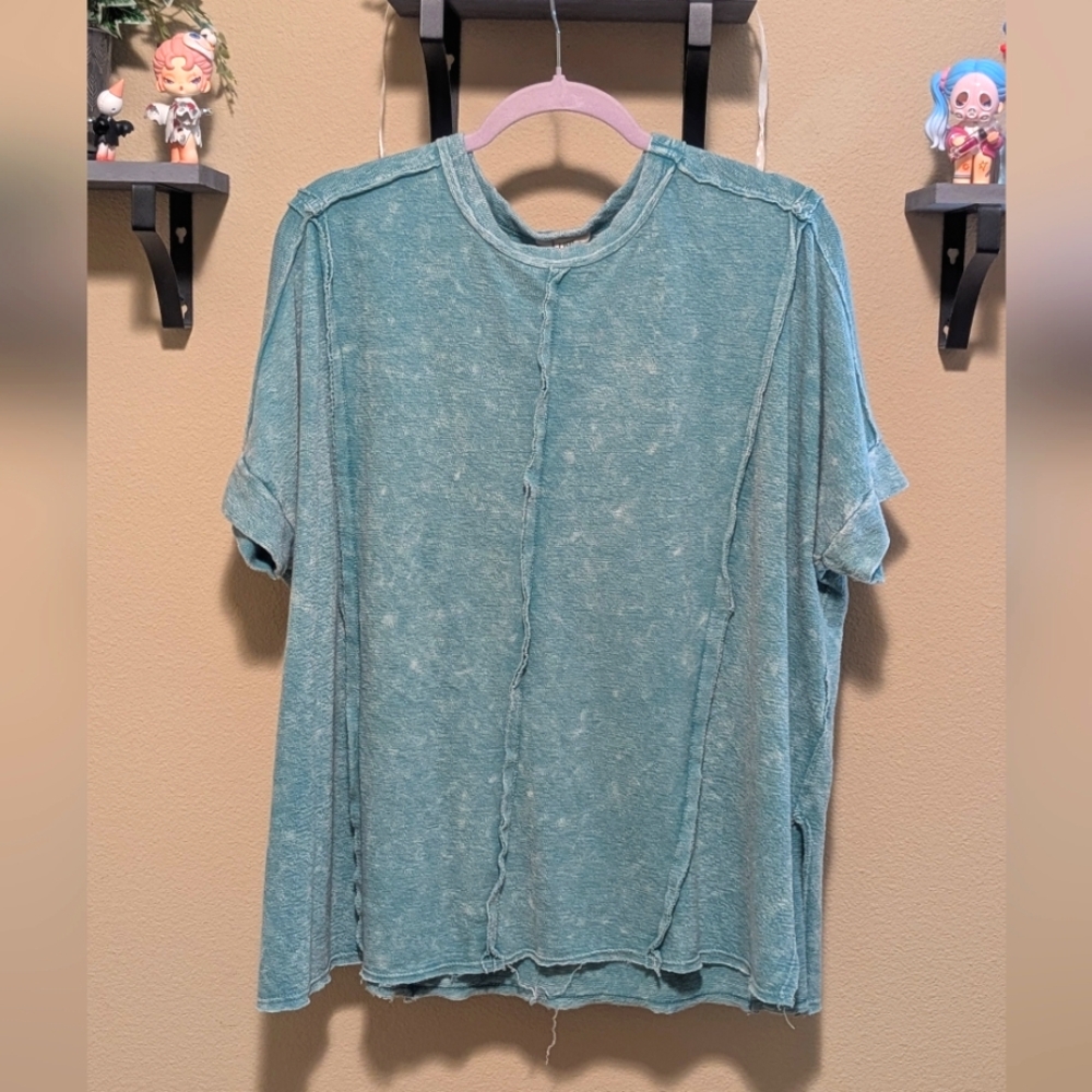 J.Her Oversized Teal Washed Top